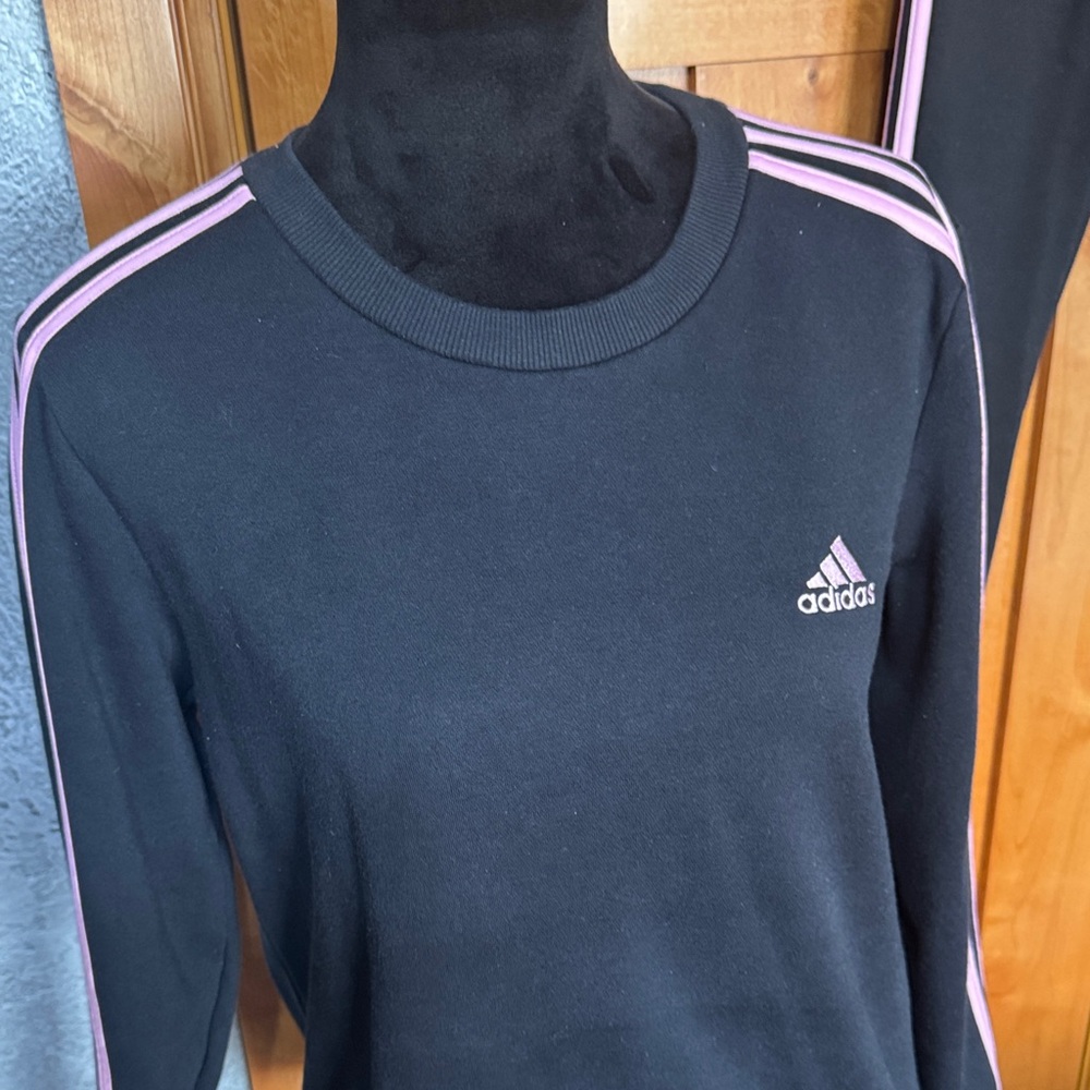 Adidas Black Tracksuit/Sweatsuit with Pink Accents - Picture 2 of 7